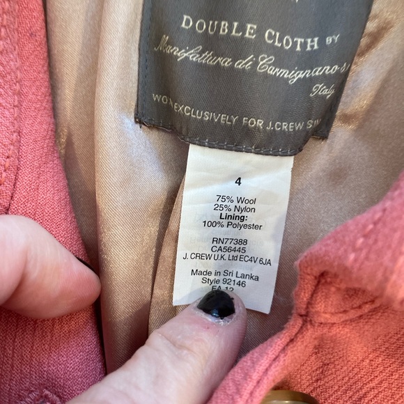 J. Crew Pink Double Cloth Wool  Trench Coat- Size 4 - Picture 14 of 16